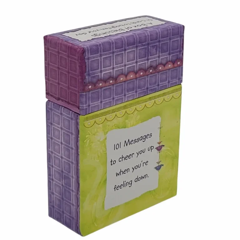 Purple box with cheerful messages label