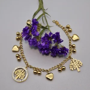 Heart and Tree Charms Bracelet