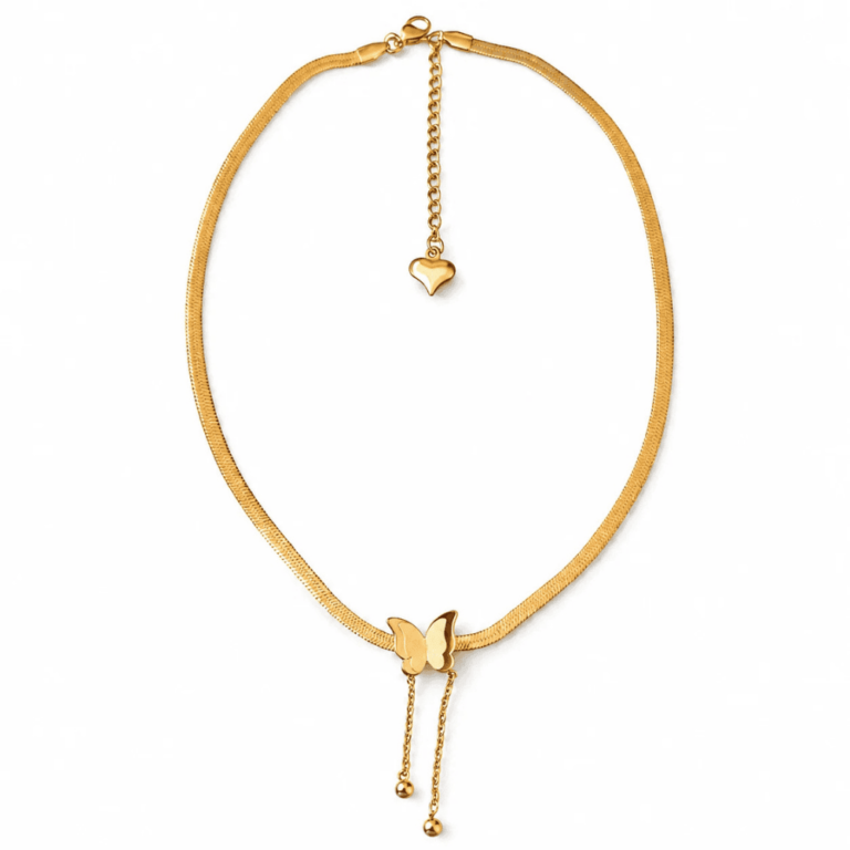 Zirconia Butterfly Necklace elegant gold pendant